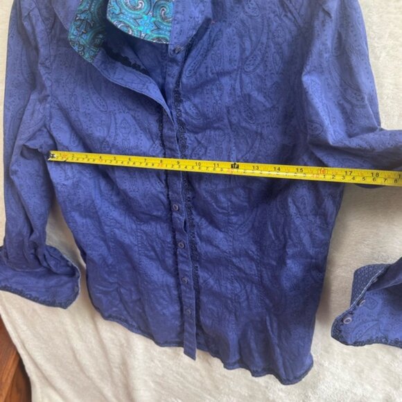 Robert Graham Paisley Cotton Long Sleeve Woven Button Down Shirt Floral Blue M - Picture 15 of 16